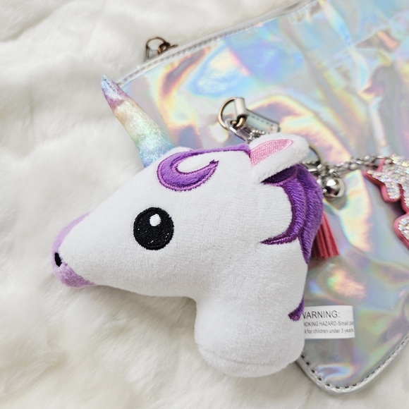 Iridescent Hologram Bag with Unicorn Charms - Picture 3 of 11